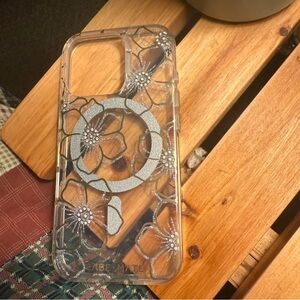 Case-Mate Glitter Floral Clear iPhone 16 pro phone case